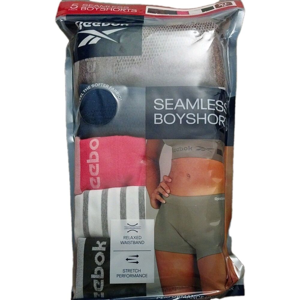 Reebok Women 5-Pack Boyshorts Size XL 16 Seamless Tagfree Stretch Multicolor